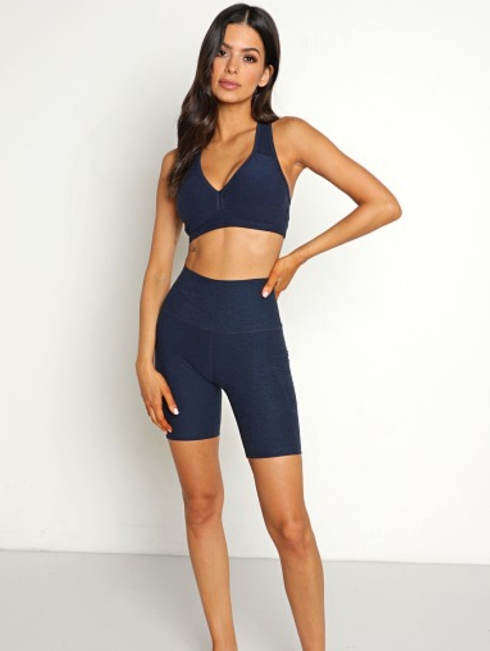 Beyond Yoga Navy High-Rise 7"inseam Bike Shorts